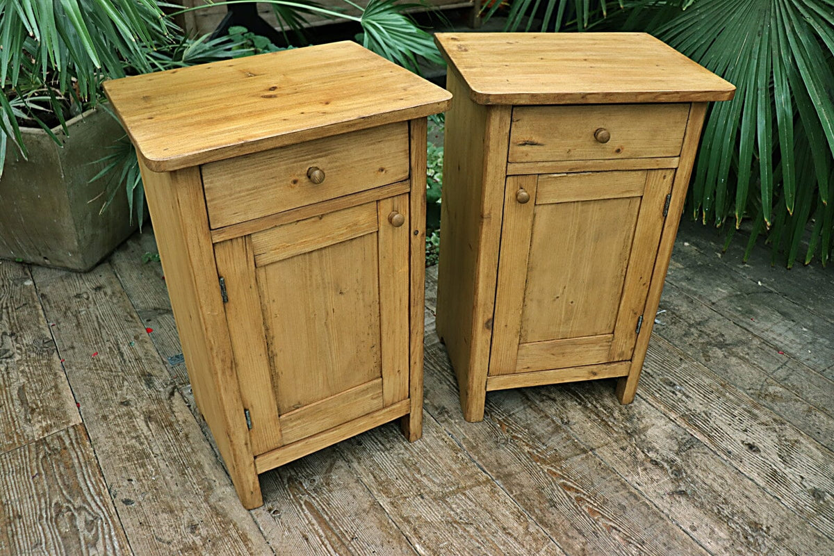 Second hand store pine bedside tables