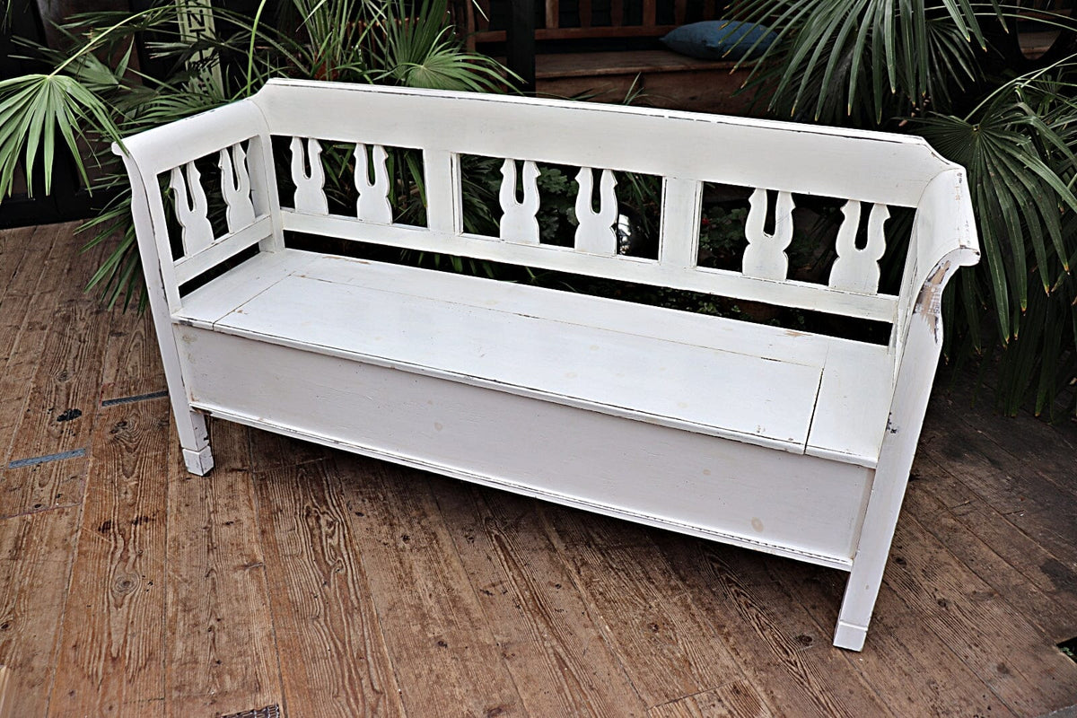 😍 Old Style Pine/ White Painted Storage/ Box/ Hungarian Bench 😍 - oldpineshop.co.uk
