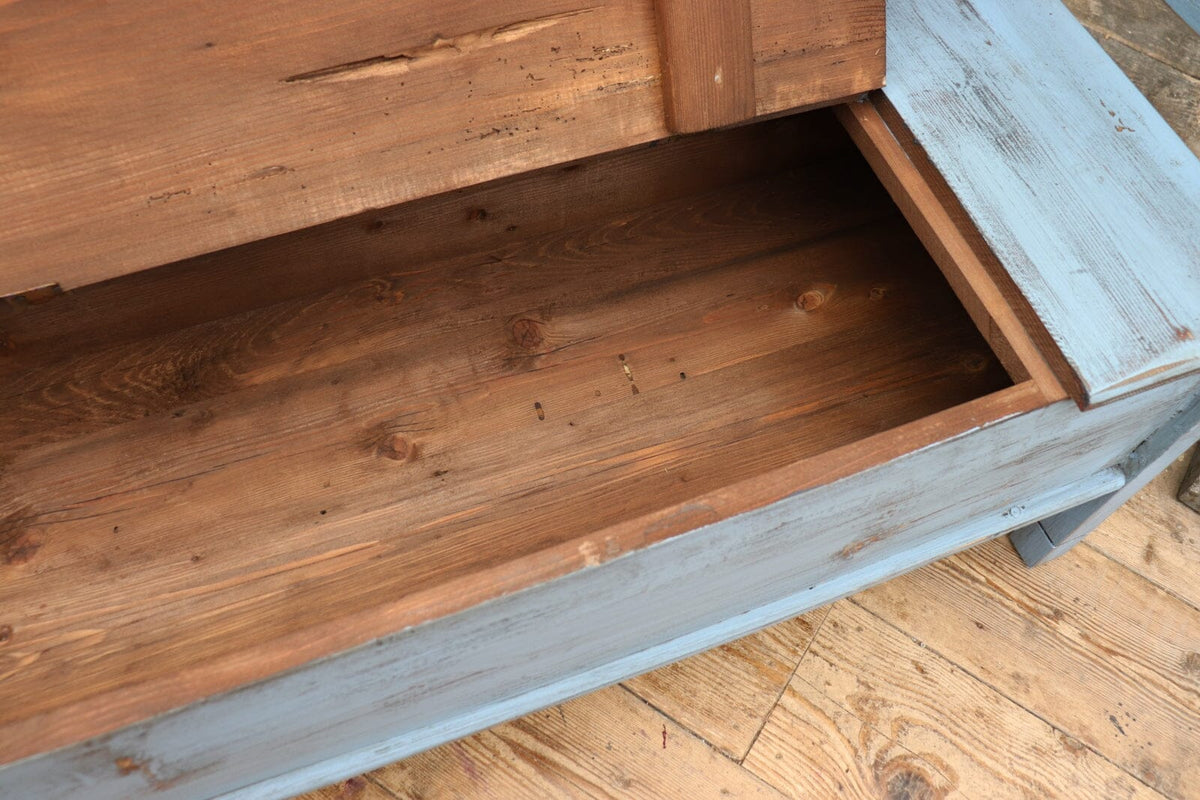 ❤️ Old Style Pine/ Blue Painted Storage/ Hungarian Box Bench/ Pew ❤️ - oldpineshop.co.uk