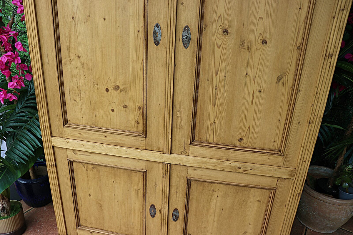 π WOW! BIG! Old Pine 4 Door Cupboard-Linen/ Larder/ Food/ TV Cabinet/ Office π