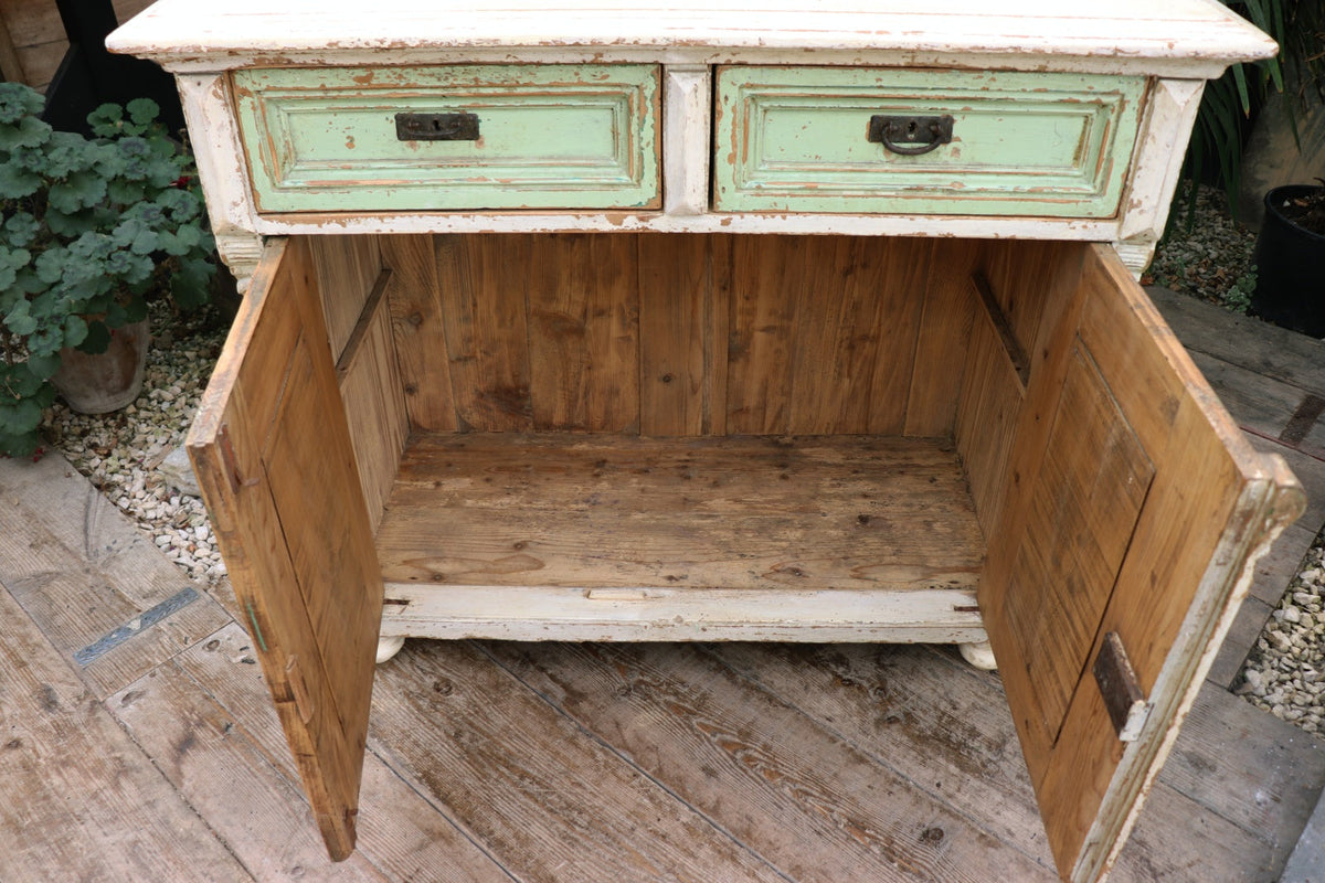 ❤️ WONDERFUL CREAM/SAGE GREEN OLD PAINTED PINE VICTORIAN GLAZED DRESSER ❤️ - oldpineshop.co.uk