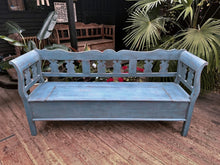 💕 BEAUTIFUL OLD STYLE PINE/ BLUE PAINTED HUNGARIAN/ STORAGE BENCH 💕 - oldpineshop.co.uk