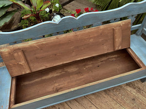 💕 BEAUTIFUL OLD STYLE PINE/ BLUE PAINTED HUNGARIAN/ STORAGE BENCH 💕 - oldpineshop.co.uk