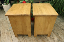 💕 Unusual Low/Wide Pair Old Pine Bedside Cabinets/Cupboards/Tables 💕 - oldpineshop.co.uk