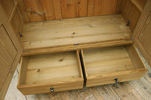 😍 Big Old 'Knock Down' Pine Glazed Display Cabinet/ Cupboard / Wardrobe 😍 - oldpineshop.co.uk