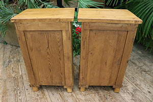💖 Beautiful Pair Of Old Carved Pine Bedside Cabinets/ Cupboards 💖 - oldpineshop.co.uk