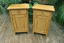 🥰 Lovely 'Chunky' Pair Old Antique Stripped Pine Bedside Cabinets/ Cupboards 🤩 - oldpineshop.co.uk