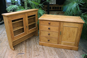 😍 Fabulous Old Antique Victorian Pine 2 Piece Glazed Dresser/ Cupboard 😍 - oldpineshop.co.uk