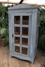 💕 WOW! Old Pine & Blue/Grey Painted Glazed Display Cabinet 💕 - oldpineshop.co.uk