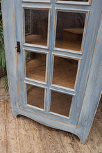 💕 WOW! Old Pine & Blue/Grey Painted Glazed Display Cabinet 💕 - oldpineshop.co.uk