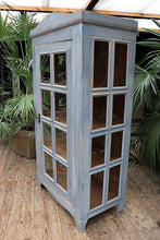 💕 WOW! Old Pine & Blue/Grey Painted Glazed Display Cabinet 💕 - oldpineshop.co.uk