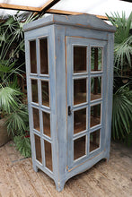 💕 WOW! Old Pine & Blue/Grey Painted Glazed Display Cabinet 💕 - oldpineshop.co.uk