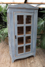 💕 WOW! Old Pine & Blue/Grey Painted Glazed Display Cabinet 💕 - oldpineshop.co.uk