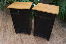 🥰 Quality Pair Old Pine/ Black Painted Bedside Cabinets/ Cupboards/ Tables ❤️ - oldpineshop.co.uk