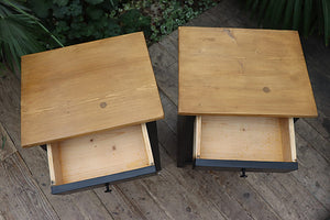 🥰 Quality Pair Old Pine/ Black Painted Bedside Cabinets/ Cupboards/ Tables ❤️ - oldpineshop.co.uk