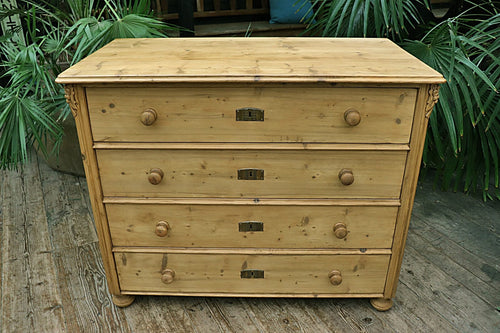 🤩 WOW! Big Old Antique Victorian Pine Chest of 4 Drawers/ Sideboard 🤩 - oldpineshop.co.uk
