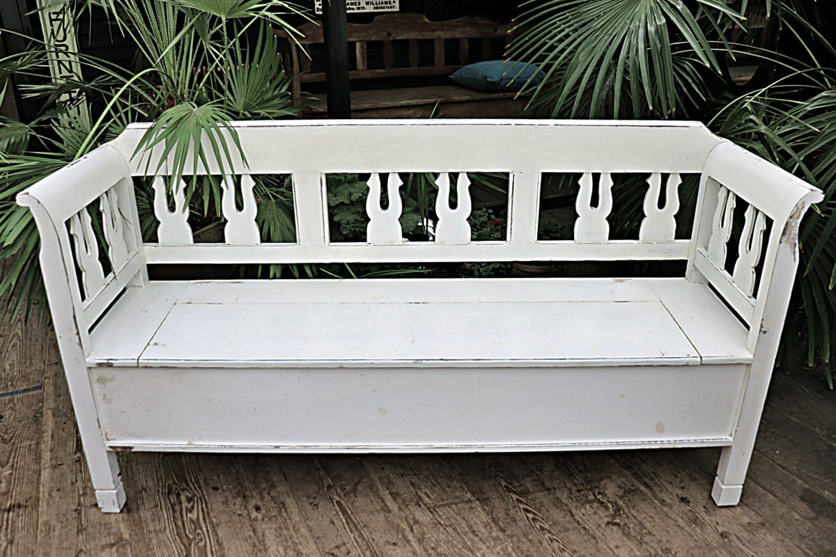 😍 Old Style Pine/ White Painted Storage/ Box/ Hungarian Bench 😍 - oldpineshop.co.uk