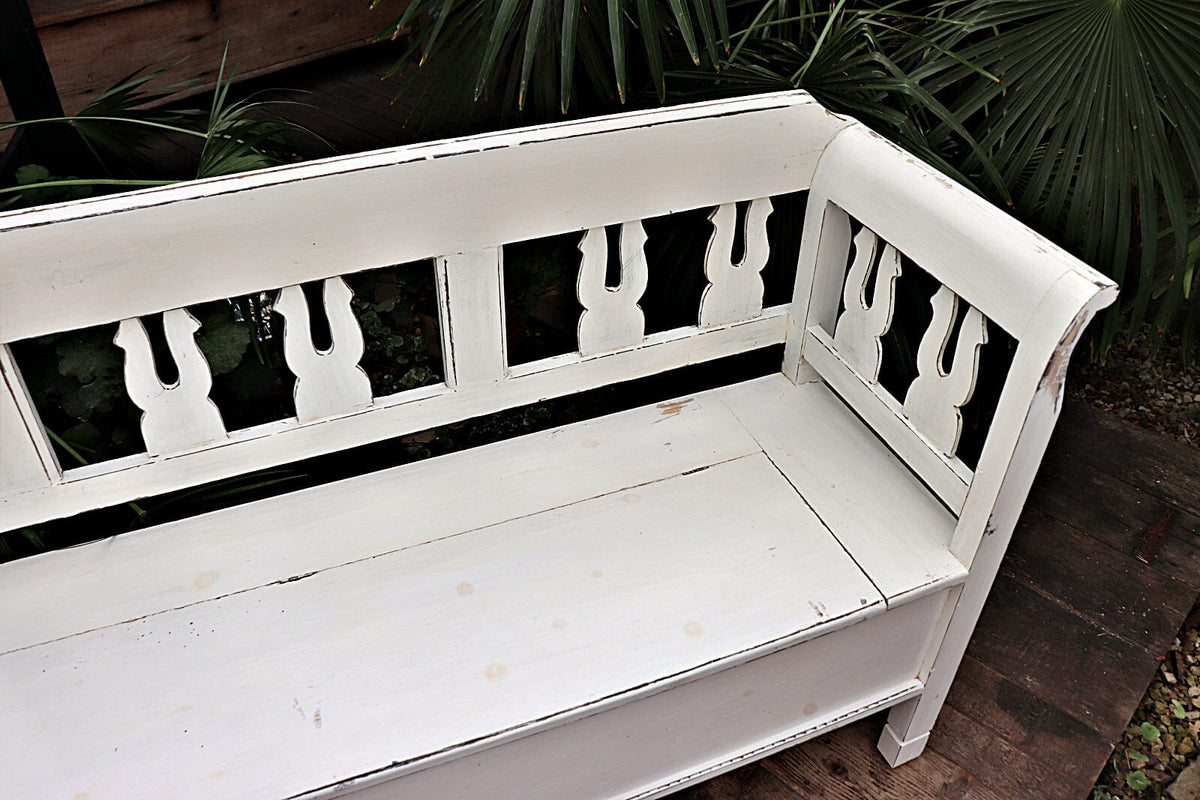 😍 Old Style Pine/ White Painted Storage/ Box/ Hungarian Bench 😍 - oldpineshop.co.uk
