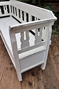 😍 Old Style Pine/ White Painted Storage/ Box/ Hungarian Bench 😍 - oldpineshop.co.uk