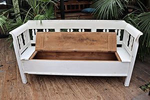 😍 Old Style Pine/ White Painted Storage/ Box/ Hungarian Bench 😍 - oldpineshop.co.uk