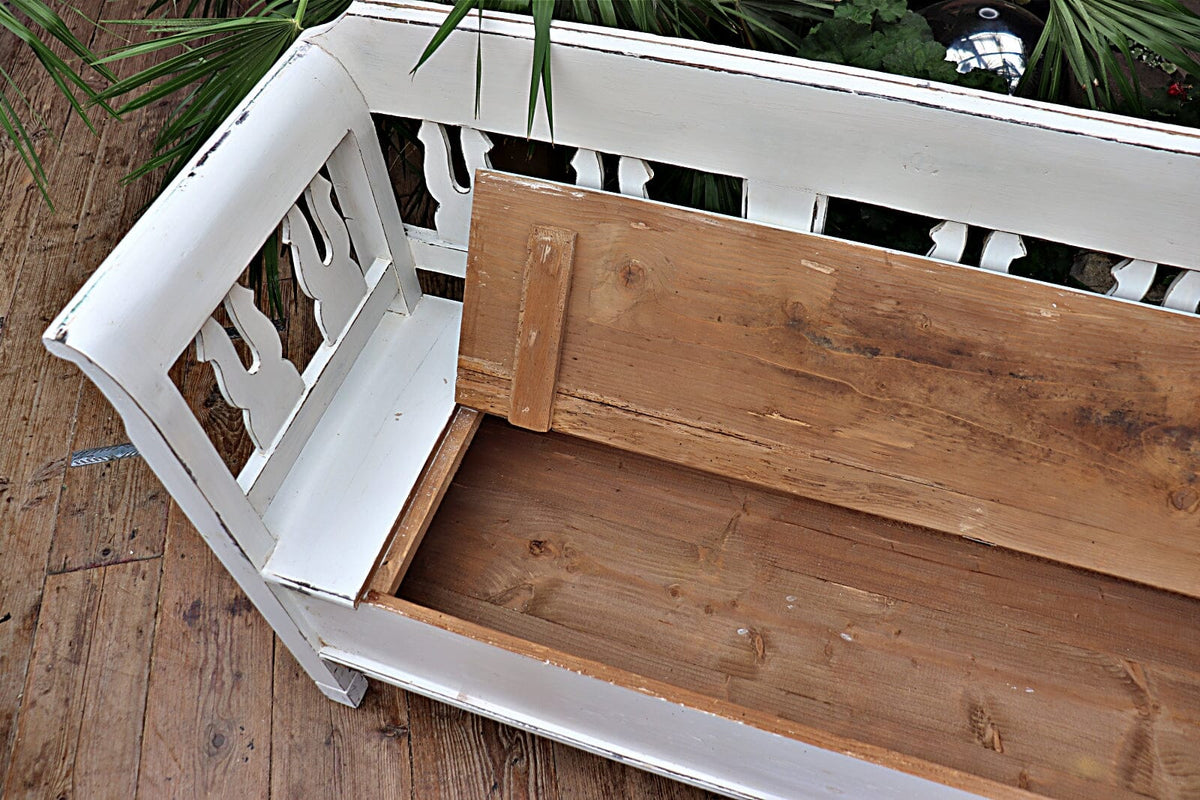 😍 Old Style Pine/ White Painted Storage/ Box/ Hungarian Bench 😍 - oldpineshop.co.uk