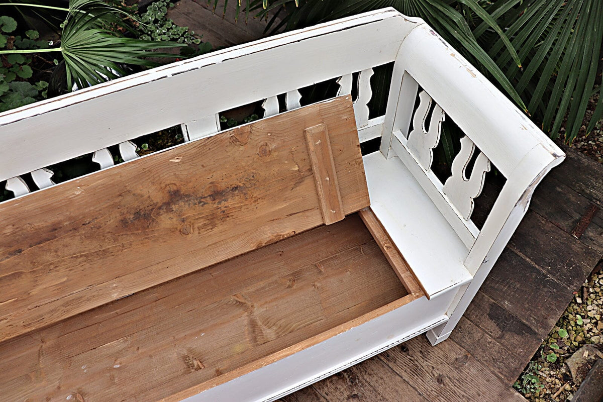 😍 Old Style Pine/ White Painted Storage/ Box/ Hungarian Bench 😍 - oldpineshop.co.uk