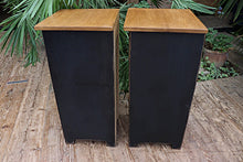 ❤️ Slim Pair Old Pine/ Black Painted Bedside Cabinets/ Lamp Tables ❤️ - oldpineshop.co.uk