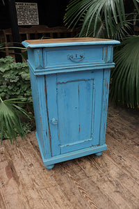 💕 Large Old Victorian Pine & Blue Painted Cupboard/ Cabinet/ Bedside/ Lamp Table 💕 - oldpineshop.co.uk