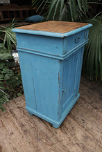 💕 Large Old Victorian Pine & Blue Painted Cupboard/ Cabinet/ Bedside/ Lamp Table 💕 - oldpineshop.co.uk