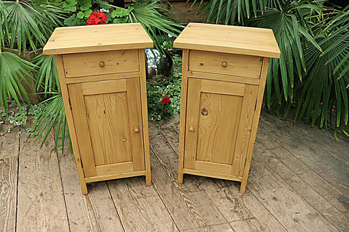 ❤️ Superb Pair Old Mid Century Pine Bedside Cabinets/ Cupboards/ Lamp Tables ❤️ - oldpineshop.co.uk