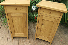 ❤️ Superb Pair Old Mid Century Pine Bedside Cabinets/ Cupboards/ Lamp Tables ❤️ - oldpineshop.co.uk