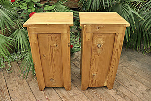 ❤️ Superb Pair Old Mid Century Pine Bedside Cabinets/ Cupboards/ Lamp Tables ❤️ - oldpineshop.co.uk