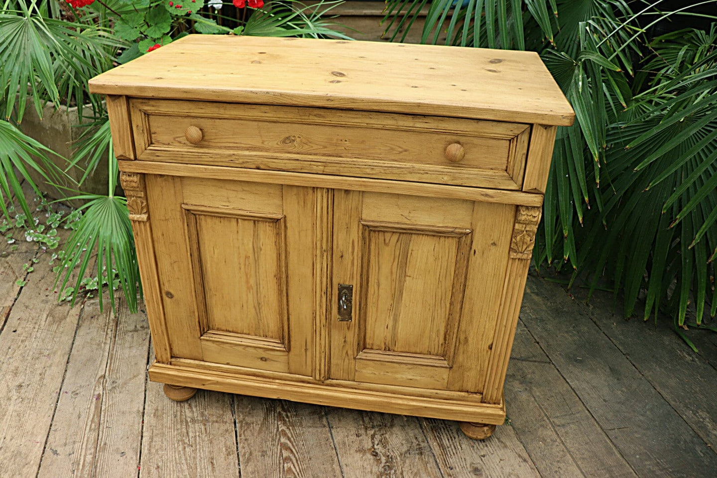 Unusual & Cute Old Victorian Pine Dresser Base/ Sideboard/ TV Stand - oldpineshop.co.uk