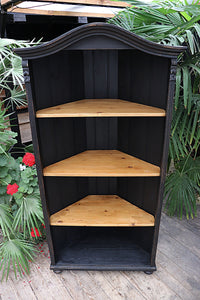 🥰 Lovely & Large Old Style Pine/ Black Painted Corner Shelves/ Cupboard 🥰 - oldpineshop.co.uk