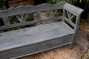 ❤️ Old Style Pine/ Grey Painted Storage/Box/Hungarian Bench Seat/Pew ❤️ - oldpineshop.co.uk