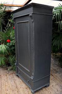 💖 Old Victorian Pine/Grey Painted Cupboard/Drawer-Larder/Linen/Wardrobe 💖 - oldpineshop.co.uk