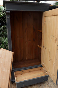 💖 Old Victorian Pine/Grey Painted Cupboard/Drawer-Larder/Linen/Wardrobe 💖 - oldpineshop.co.uk