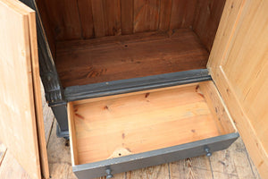 💖 Old Victorian Pine/Grey Painted Cupboard/Drawer-Larder/Linen/Wardrobe 💖 - oldpineshop.co.uk