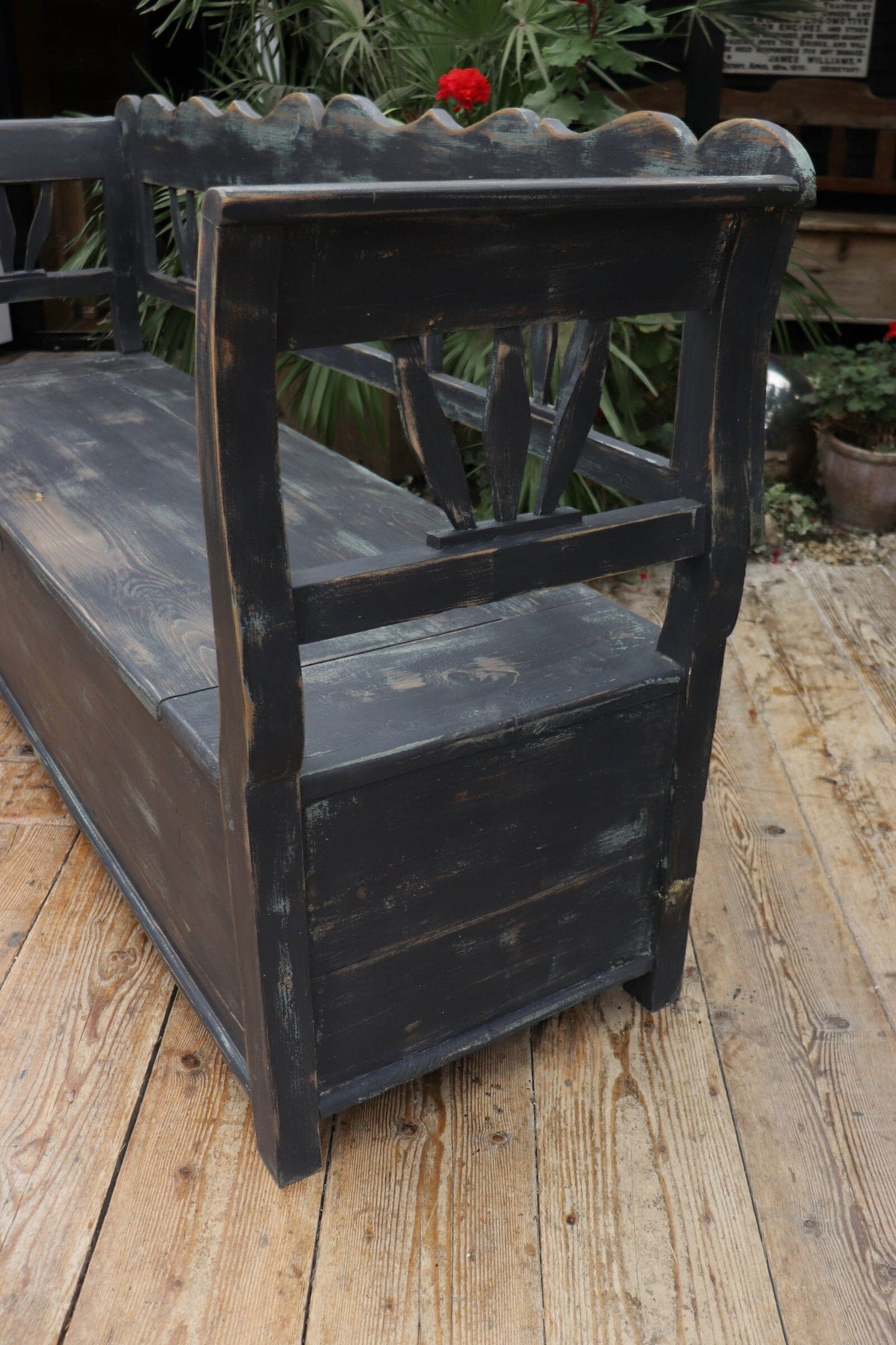 😍 Old (Original) Painted Pine 'Hungarian' Storage/Box Bench/Settle/Pew 😍 - oldpineshop.co.uk