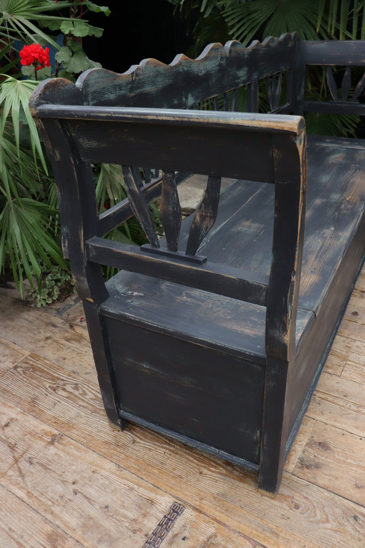 😍 Old (Original) Painted Pine 'Hungarian' Storage/Box Bench/Settle/Pew 😍 - oldpineshop.co.uk