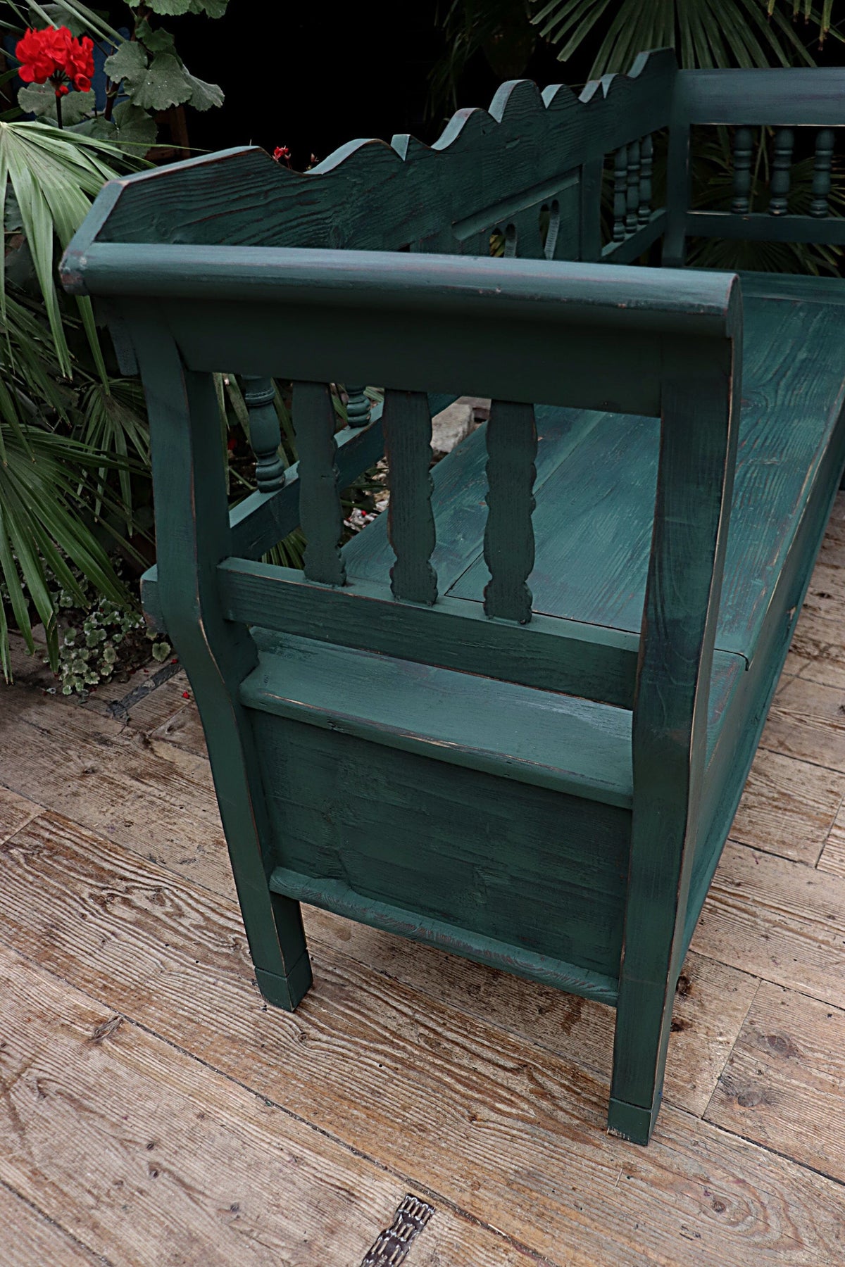 💖 Old Style Pine/ Green Painted Storage/ Box/ Hungarian Bench/ Pew 💖 - oldpineshop.co.uk