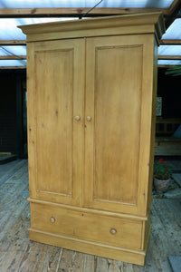 😍 WOW! Big/Tall Old Victorian Pine Double Wardrobe - Comes apart! 😍 - oldpineshop.co.uk