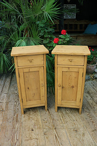 ❤ Fab Slim Pair Old Pine Bedside Cabinets/ Cupboards/ Lamp Tables - oldpineshop.co.uk