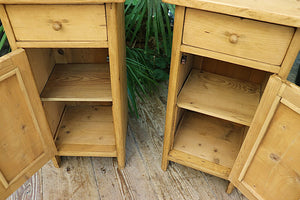 ❤ Fab Slim Pair Old Pine Bedside Cabinets/ Cupboards/ Lamp Tables - oldpineshop.co.uk