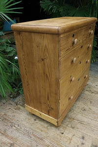 💕 Large, Rustic Old Victorian Pine Chest Drawers/ Sideboard 💕