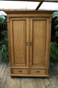 💕 Cottage Size! Old Victorian Pine Double Knock Down Adjustable Shelved Wardrobe 💕 - oldpineshop.co.uk