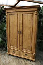 💕 Cottage Size! Old Victorian Pine Double Knock Down Adjustable Shelved Wardrobe 💕 - oldpineshop.co.uk