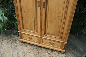 💕 Cottage Size! Old Victorian Pine Double Knock Down Adjustable Shelved Wardrobe 💕 - oldpineshop.co.uk