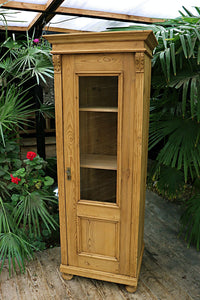 ❤️ Gorgeous Old Pine Glazed Tall/ Slim Display Cupboard/ Cabinet ❤️ - oldpineshop.co.uk