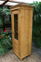 ❤️ Gorgeous Old Pine Glazed Tall/ Slim Display Cupboard/ Cabinet ❤️ - oldpineshop.co.uk